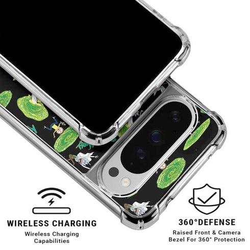 Adult Swim Rick and Morty Portal Pattern Google Pixel 10 Pro XL Clear Case
